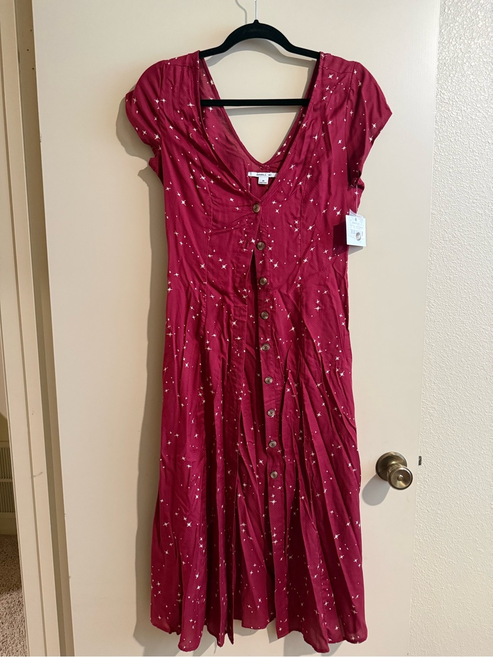 O'Neill Wine Star-Print Button Midi Dress